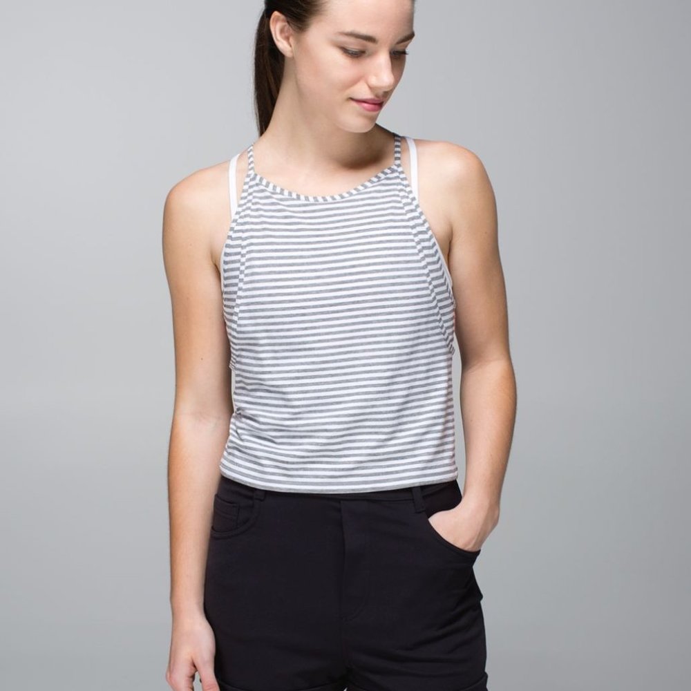 Lululemon Vita Loca Tank White & Grey Striped